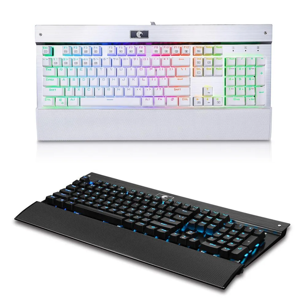 9 RGB LED подсветка игровая клавиатура Teclado USB Проводная 104 клавишная синяя
