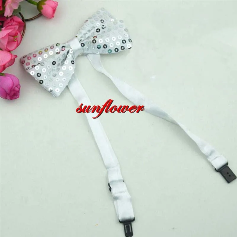 tie silvery 12 шт., для взрослых и детей, джазовая шляпа, для сцены, танцев, выступлений, с блестками, волшебное шоу, бар, вечерние шляпы для танцев, галстук, перчатки - Цвет: tie silvery