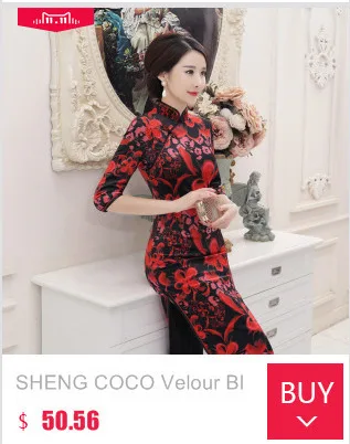 Sheng Coco Восточное бархатное платье Чонсам с китайским принтом Qipao элегантное эластичное бархатное платье-корсет Классический Qipao Китай 4XL