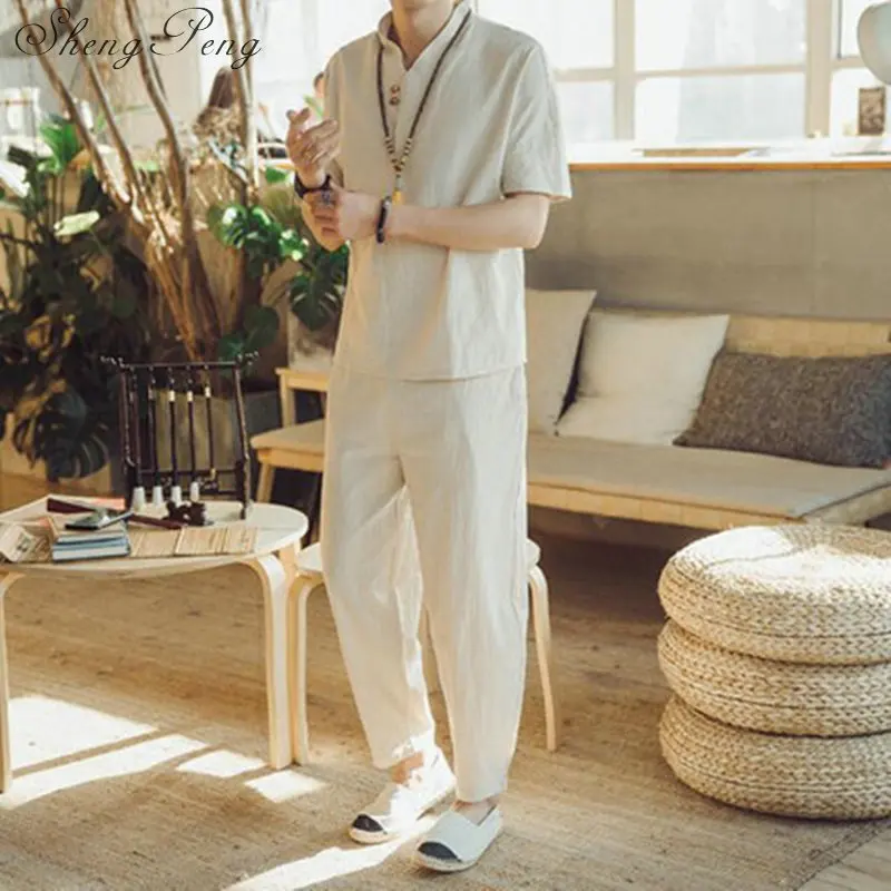 Новинка 2018 льняные костюмы мужские классические Китайская традиционная Мужская