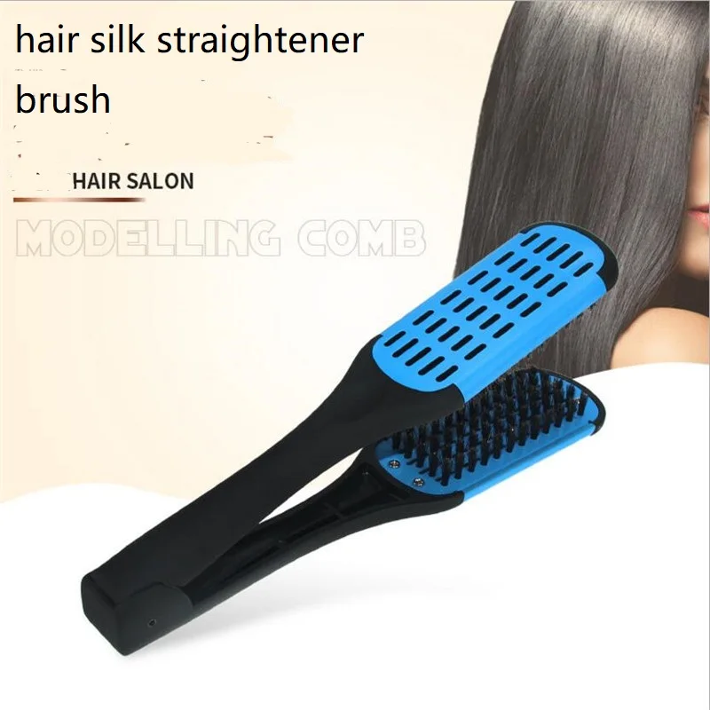 

V Shape Hair Straighter Flat Comb Anti-static Bristle Brush Hairstye Salon Styling Dressing Tool Silk Straightener Hairbrush