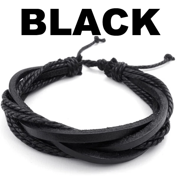 Вязаный кожаный браслет ручной работы удобно носить без металла регулируемая