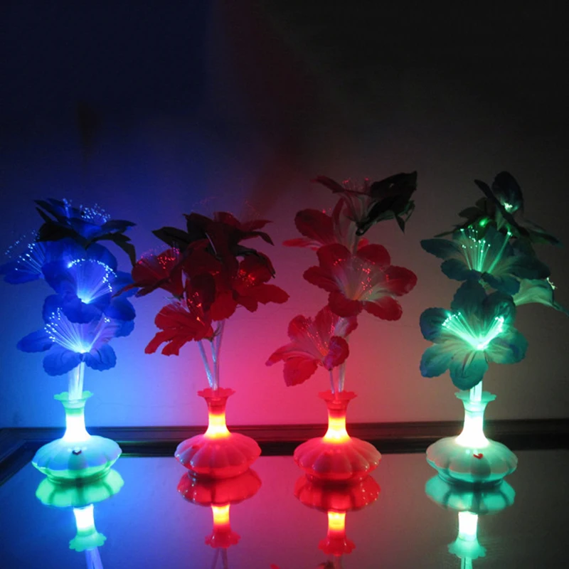 1 PC New LED Artificial flower Optical Fiber Lamp Flower Calla Lily Vase Night Light Decoration for Home Party Decor