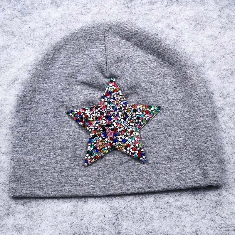 GZHilovingL/ г. Мягкие хлопковые шапки для новорожденных мальчиков и девочек, весна, от 0 до 4 месяцев, стразы шапка звезда, шляпа, кепка для фотосессии