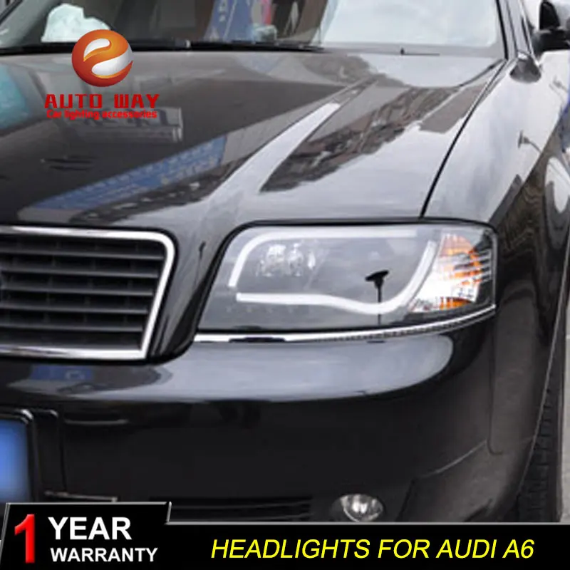 Автомобильный Стайлинг, Головной фонарь, фары, чехол для Audi A6L, фары 1999-2004 A6, фары DRL, линзы, двойной луч, би-ксенон, HID