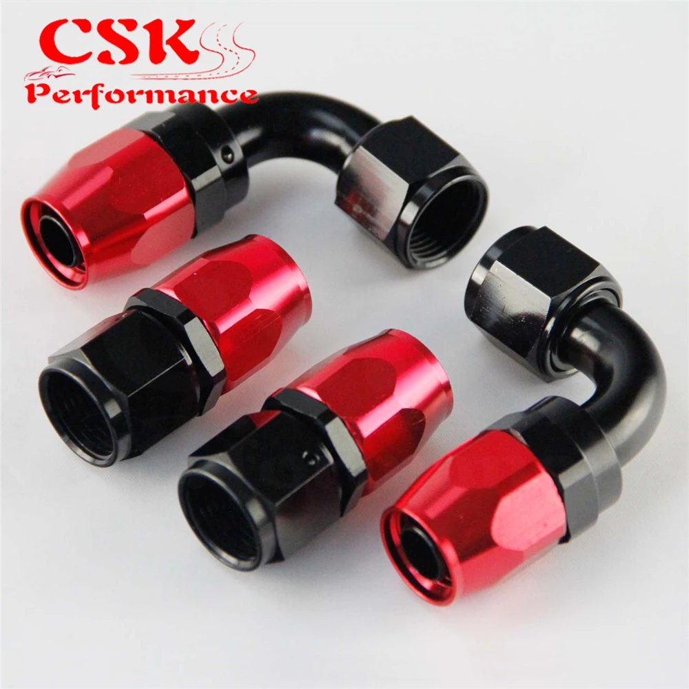 

Swivel Oil/Fuel/Gas Line Hose End Male Fitting 2 Pcs AN10 90 Degree Hose End+ 2 Pcs AN10 Straight Hose End Blue / Black