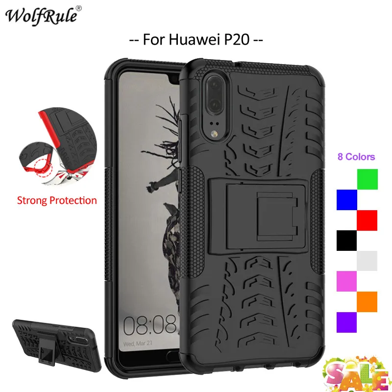 

WolfRule For Cover Huawei P20 Case TPU & PC Holder Armor Bumper Housings Protective Phone Case For Huawei P20 Cover 5.8''