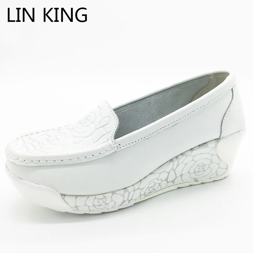 Женские туфли на танкетке с цветочным принтом без застежки|slip on|slip on shoesslip platform |