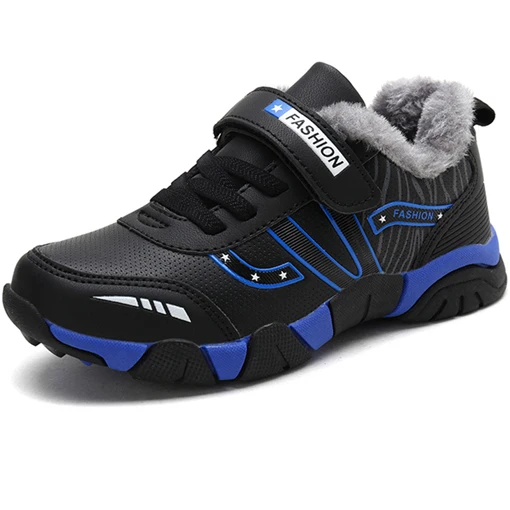 Winter Blue Зимние теплые кожаные Нескользящие Детские кроссовки; резиновые кроссовки для мальчиков; Черная уличная детская прогулочная обувь; спортивная обувь для бега; Лидер продаж - Цвет: Winter Blue