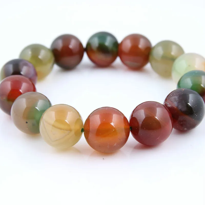 

12mm 14mm Chakra Natural Gem Round Agates Onyx Beaded Bracelets Energy Bead Red Green Stone for Men Women Healing Jewelry