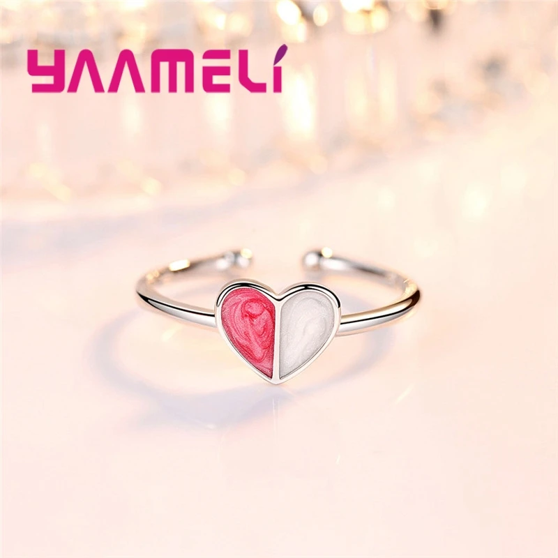 

Women New Open Rings For Women 925 Sterling Silver Heart Shape Wedding Engagement Rings Wholesale Good Quality
