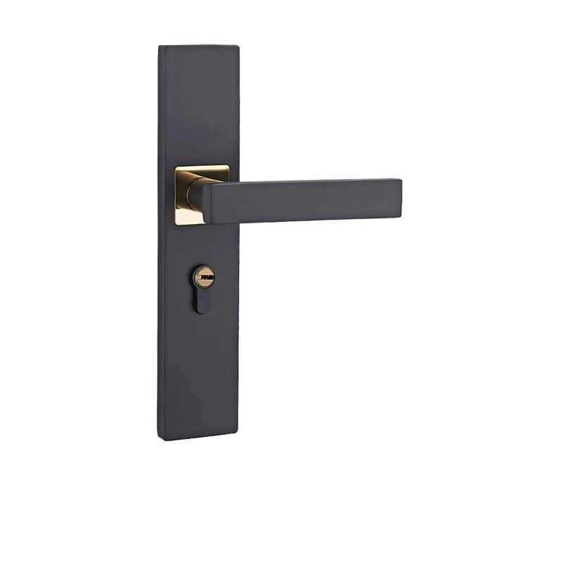 Black and Gold Дверные замки из алюминиевого сплава, Континентальная спальня, Минималистичная внутренняя дверная ручка, замок, цилиндр, безопасность, бесшумный дверной замок, бытовой - Цвет: Black and Gold