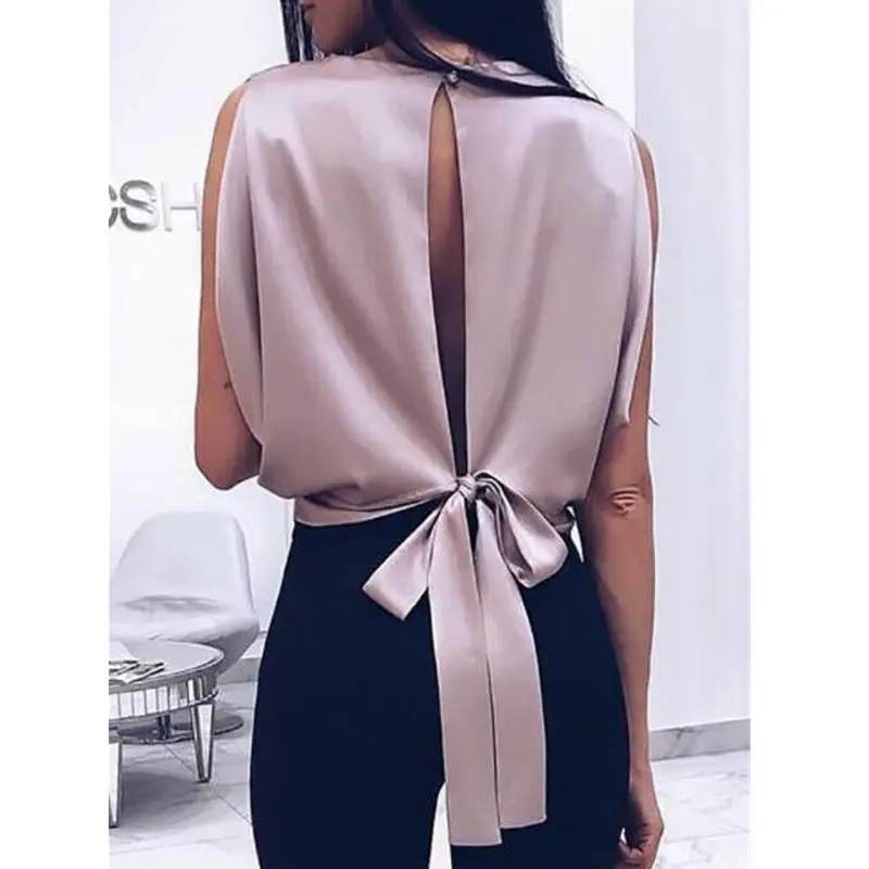 Женские Элегантные Топы с открытой спиной модный дизайн повседневная женская