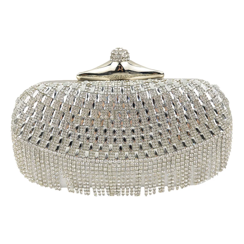 

Fashion Tassel Small Handbags Ladies Party Purse Black Silver Golden Women Evening Clutch Bags For Woman