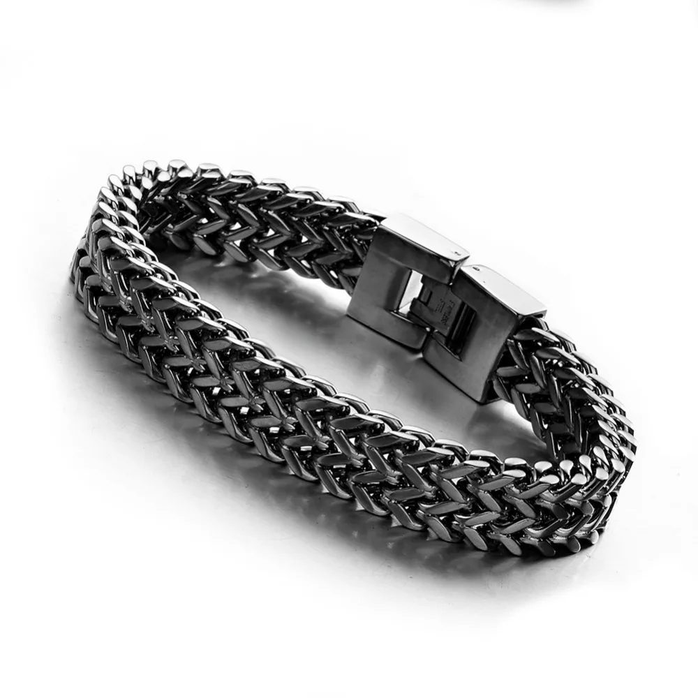 Hot Black Figaro Chain Trend Bracelet Stainless Steel Jewelry Men's/ Women's Bangle Wristband Punk Rock Gift 8.66&quot12mm |