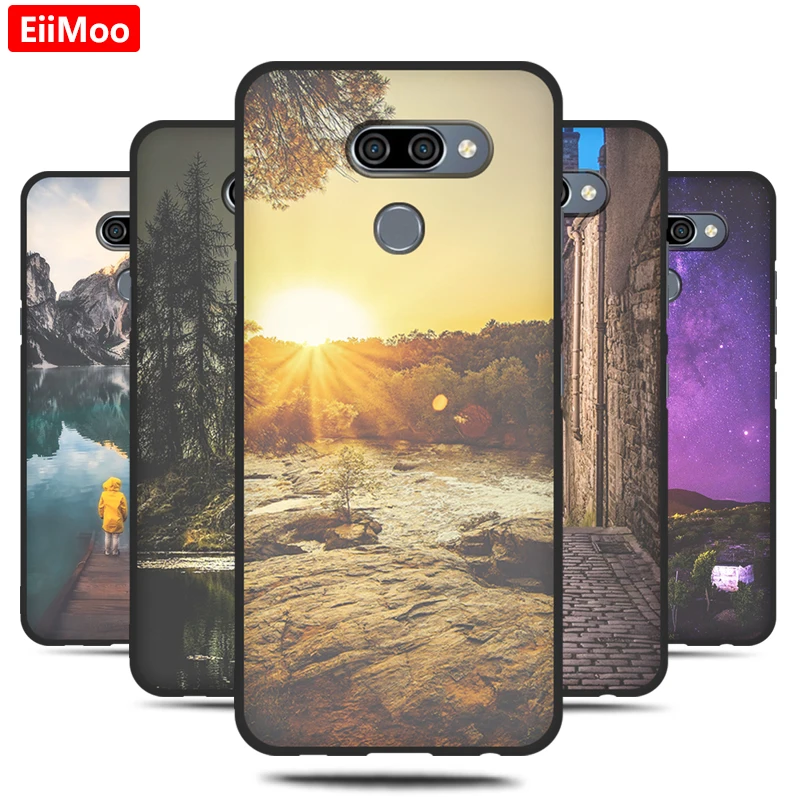 Мягкий ТПУ чехол EiiMoo для телефона LG K50 модный силиконовый черный с рисунком K 50 LGK50