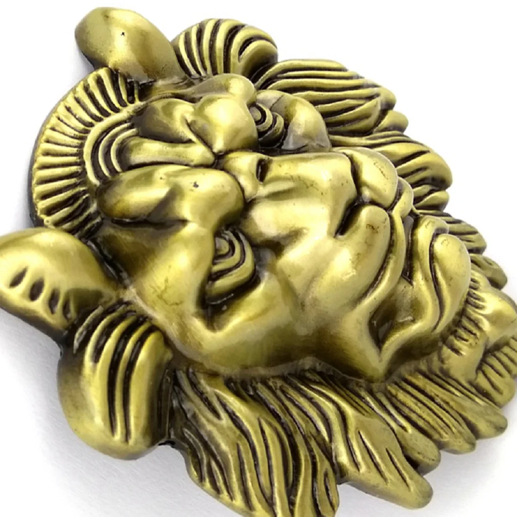 Мужской винтажный ремень в ковбойском стиле золотистого цвета с 3D принтом головы