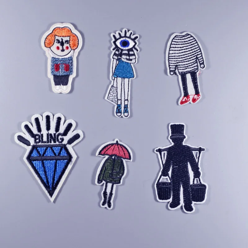 Бриллианты глаз Девушка звезда железа на вышитые патчи Одежда мультфильм значок