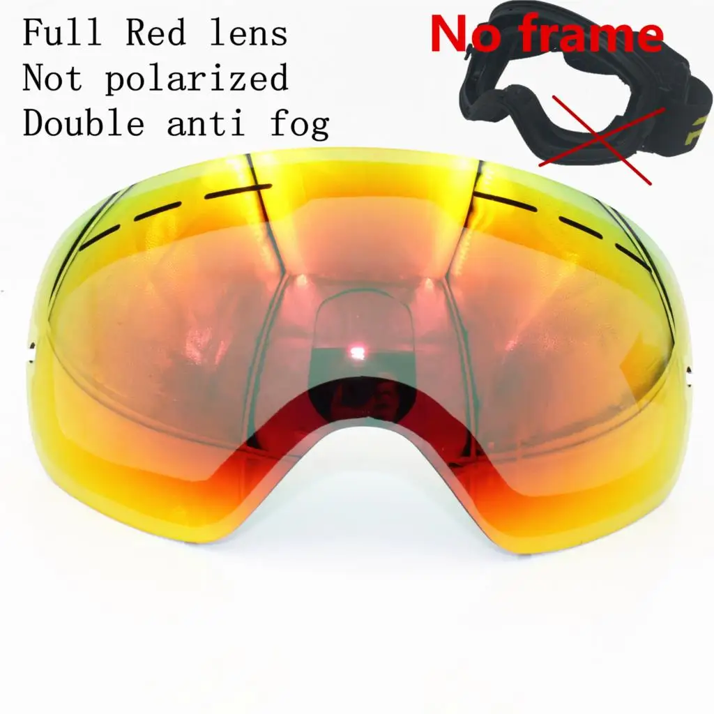 red lens (No frame) Брендовые лыжные очки двойные UV400 слои Анти-туман большой Лыжная маска очки для катания на лыжах мужчины женщины снег сноуборд поляризованные линзы - Цвет: red lens (No frame)