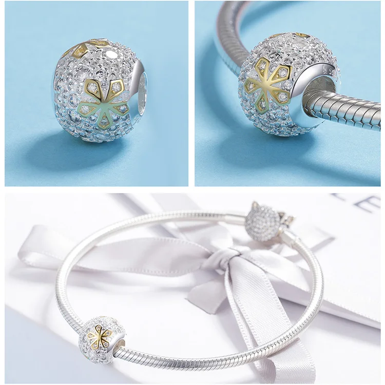 Серебряный S925 fit Pandora браслет Маргаритка Снежинка Единорог Жук бусины кролик 925 DIY Циркон Скелет перо мир руки талисманы