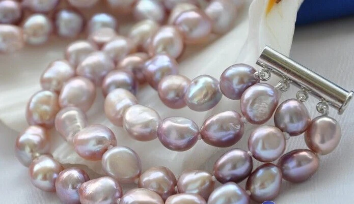 Hot sell - 4row lavender baroque freshwater cultured pearl bracelet -Top quality free shipping | Украшения и аксессуары