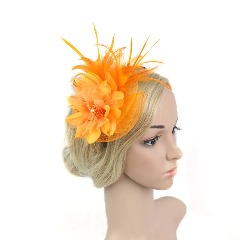 

Woman Lady Flower Feather Headband Lace Veil Hairband Headwear Bridal Hair Wedding Party Halloween Christmas