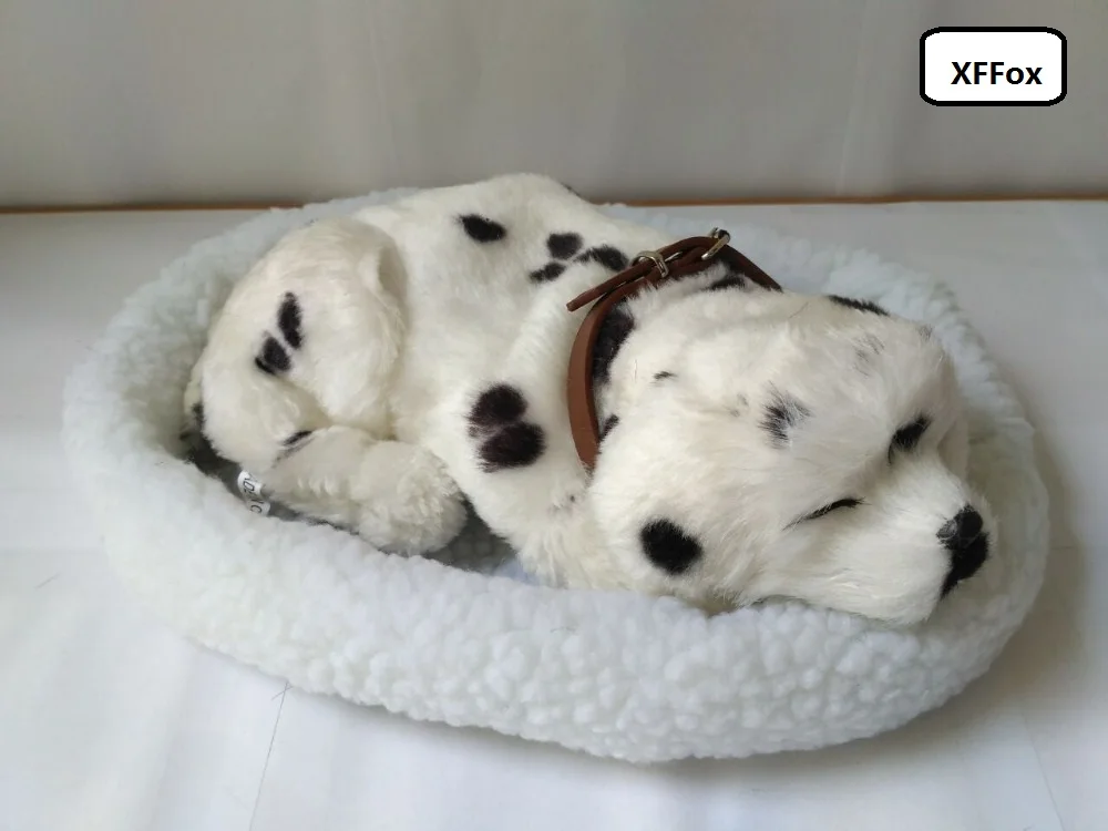 new real life sleeping dog on a mat model simulation breathing spot doll gift about 25cm xf1593 |