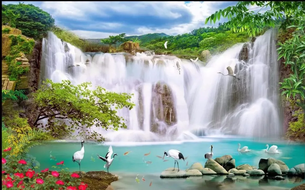 

Современные обои водопад пейзаж обои для гостиной HD природа пейзаж 3D обои живопись Papel де Parede