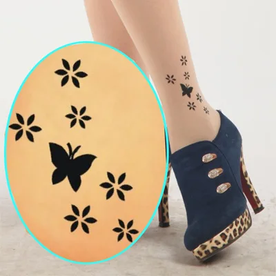 Модные женские обтягивающие Красивые милые сексуальные чулки с татуировкой