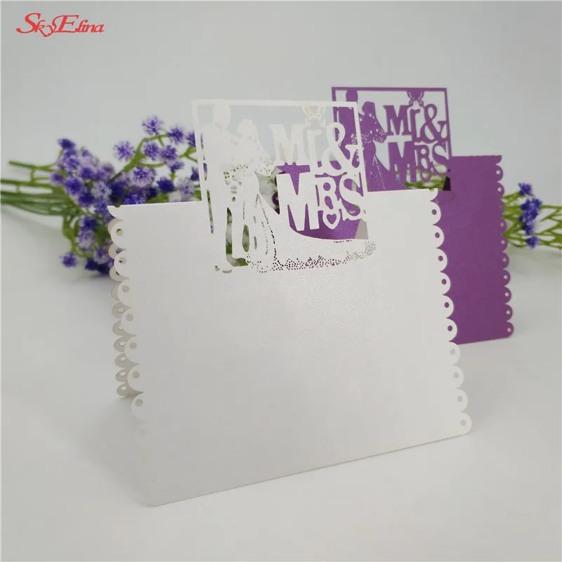 10pcs Laser Cut MR &amp MRS Place Card Table Name Wedding Party Bridal Decoration Shower Seat 7z |
