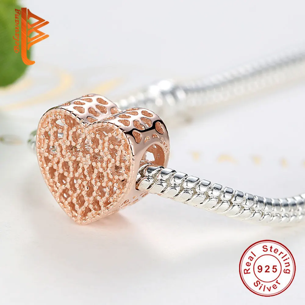 925 стерлингового серебра ювелирные изделия из розового золота DIY шармы в виде