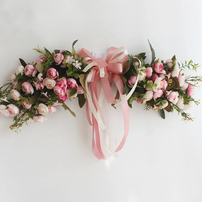 A rose red Европейский искусственный венок двери порог цветок DIY свадебный дома Гостиная Подвеска для вечеринок Декор Рождественский венок Подарок Роза - Цвет: A rose red