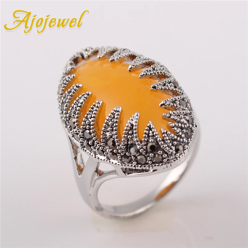 Ajojewel Новое Брендовое кольцо с большим камнем для женщин уникальный дизайн черные
