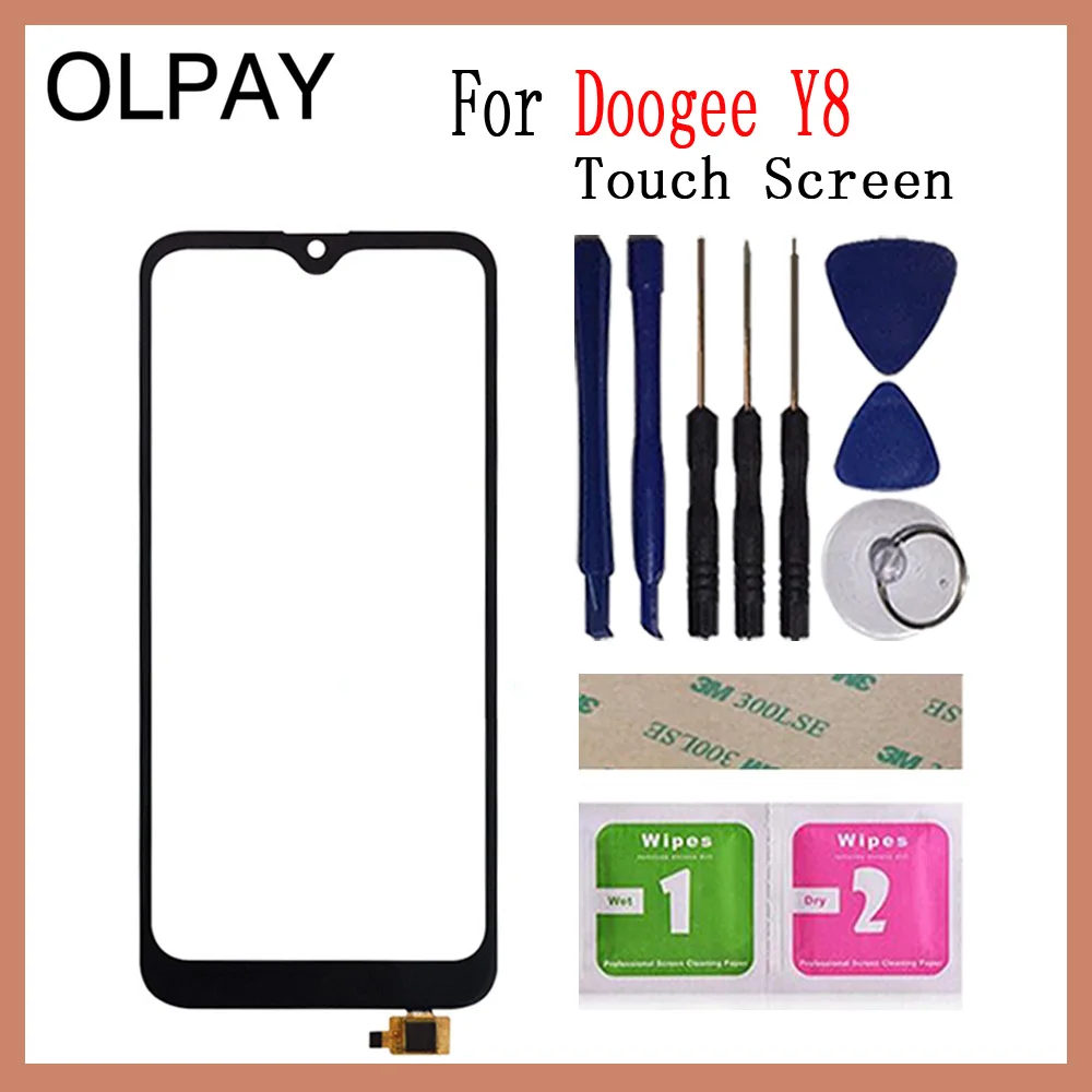 Black Y8 With Tools OLPAY 6,1 '' Новинка Для Doogee Y8 сенсорный экран дигитайзер для Doogee Y8C Сенсорная панель Сенсорный экран сенсор Переднее стекло инструменты - Цвет: Black Y8 With Tools