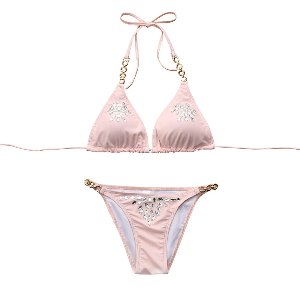 Лето 2018 бикини женский комплект для бурения бандажный бюстгальтер с вкладышами