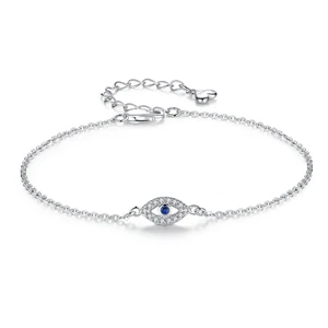 Real sliver style 2 SL054 модный стиль злой глаз золотой серебряный цвет 925 серебряный браслет звено цепи с кубический камень цирконий круглые ювелирные изделия - Окраска металла: Real sliver style 2