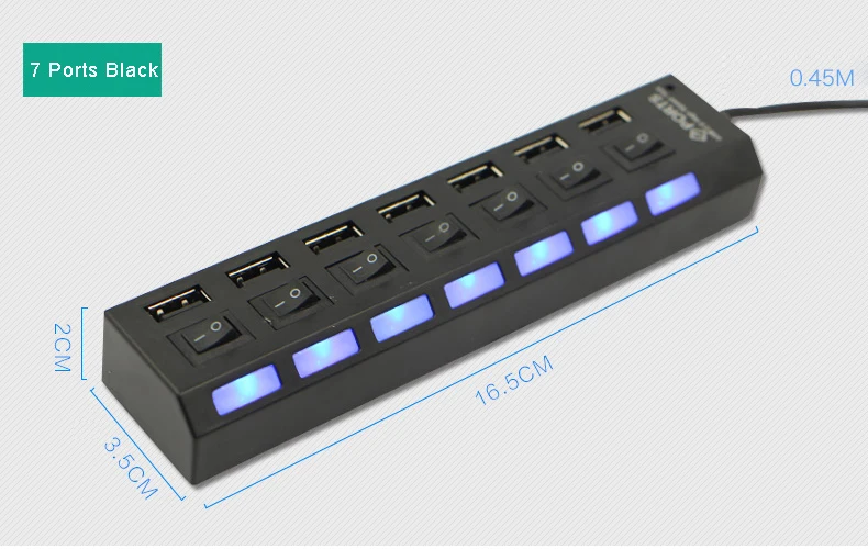 Twofro usb-хаб 2,0 портативный 4/7 портов с европейской вилкой питания USB 2,0 концентратор разветвитель кабель адаптер для Macbook ПК ноутбук планшет