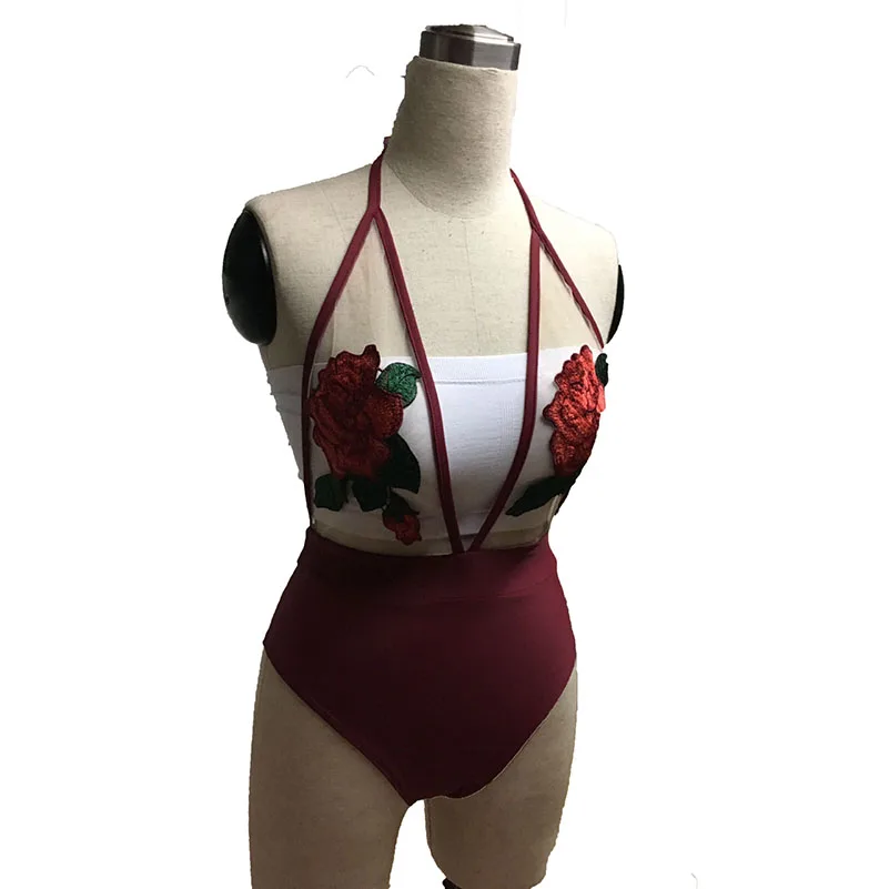 Женские модные летние боди с вышивкой 2018 v-образным вырезом без рукавов открытой