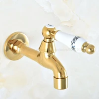 wall mounted bathroom mop tap golden brass single cold water tape for kitchen sink mop pool toilet cold bibcock zav152