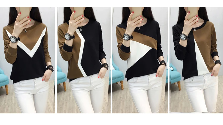 Футболка женская футболка осень зима camisa feminina футболки женские Топы повседневные poleras de mujer moda Футболка женская