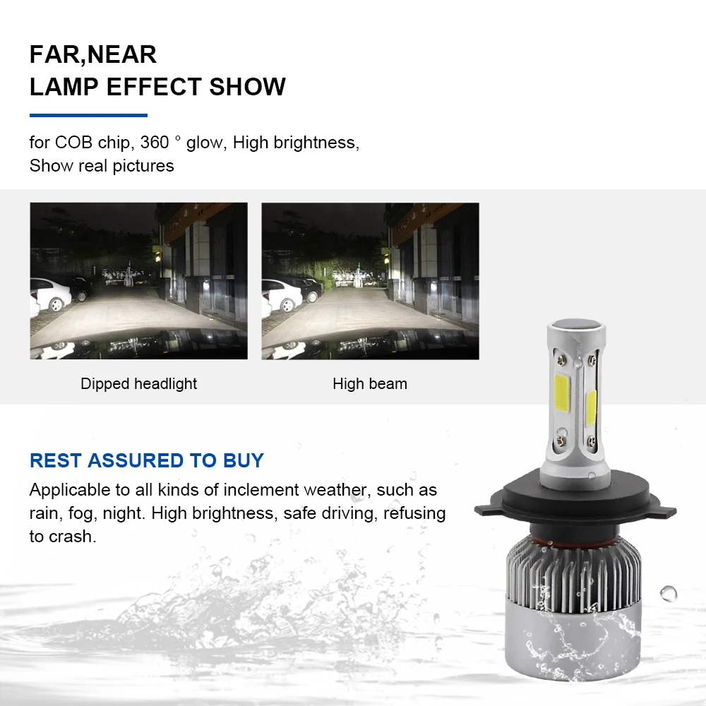 Автомобильные фары EURS H7 LED H4 светодиодный H1 H11 H8 H3 H13 H27 880 9006 H16 8000LM 9007 K 12V 24V S2 COB
