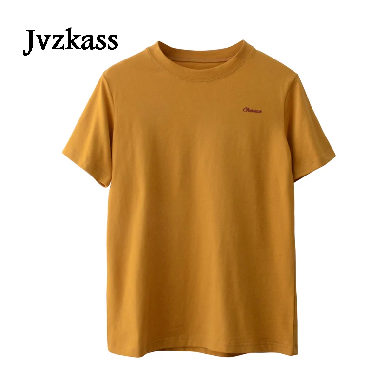 

Женская футболка с короткими рукавами Jvzkass, оранжевая свободная тонкая хлопковая футболка белого и желтого цвета, летнее нижнее белье, Z133, ...