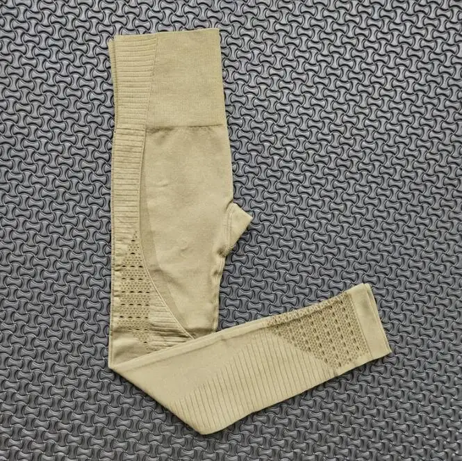 Army green Открытые Бесшовные Леггинсы для йоги, женские леггинсы с высокой талией для спортзала, спортивные брюки для фитнеса, тренировки, леггинсы для бега - Цвет: Army green