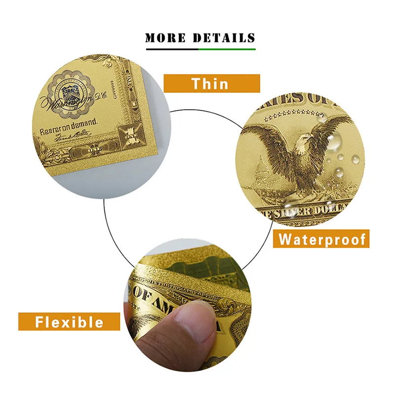 WR 1899 год один доллар поддельные купюры 24k золотые банкноты США Деньги мира