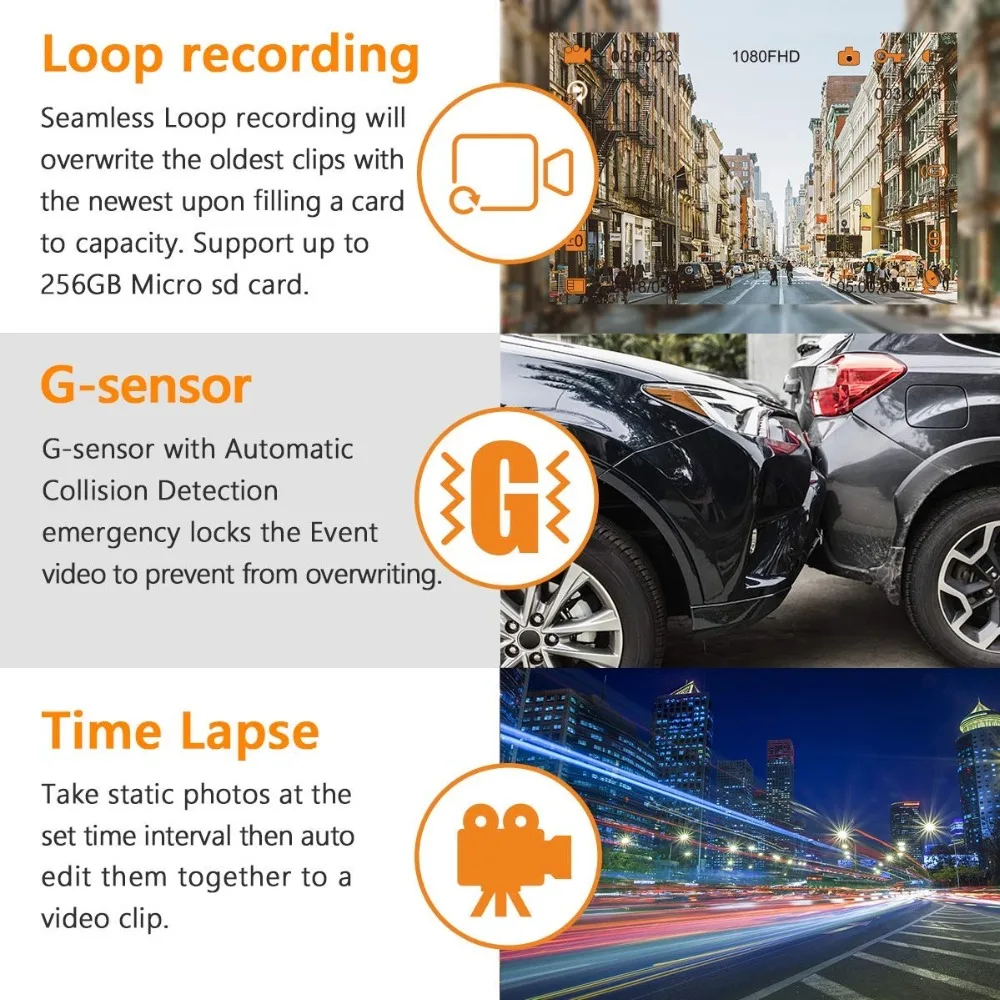 VANTRUE T2 Dash Cam 24/7 камера наблюдения супер конденсатор Dash камера HDR 1080P Автомобильный видеорегистратор микроволновая печь защита режим парковки