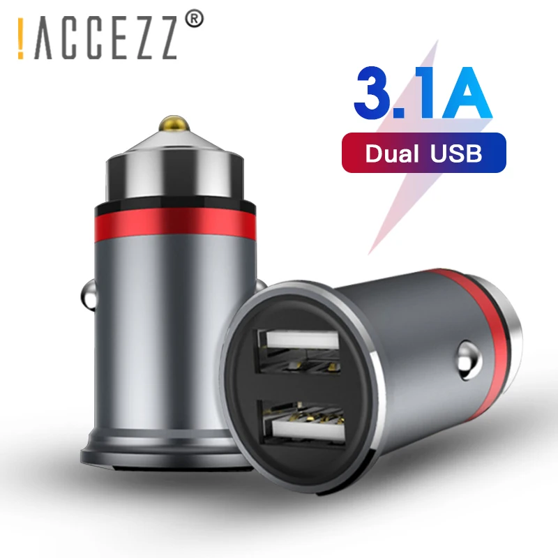 ! Автомобильное зарядное устройство ACCEZZ Dual USB для Apple iPhone X 8 7 6 6s Huawei Xiaomi Samsung Mini