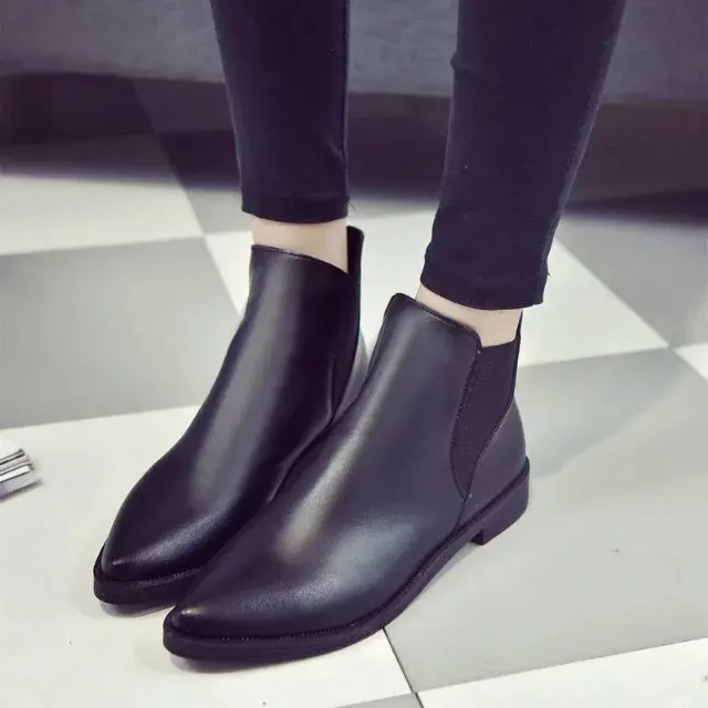 Fujin Новинка модная обувь на квадратном каблуке женские ботинки с острым носком