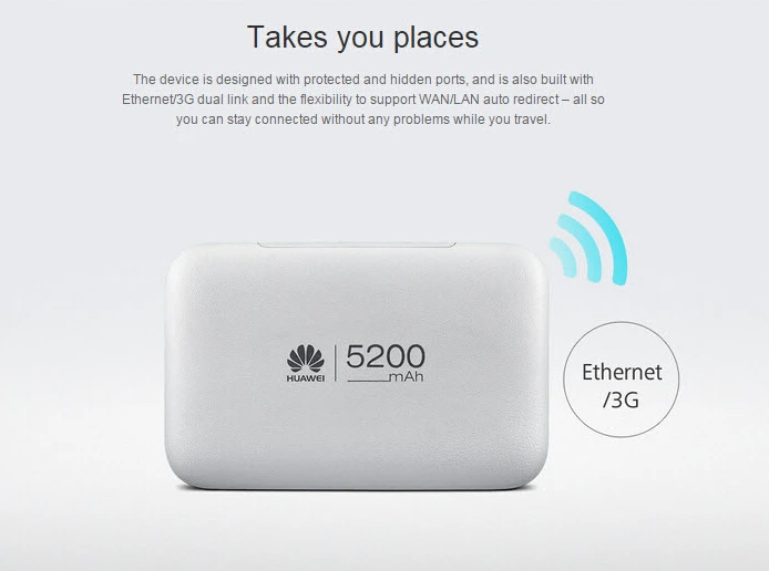 Мобильный Wi Fi роутер Huawei E5770 4G 150 Мбит/с с портом RJ45 + внешним аккумулятором 5200