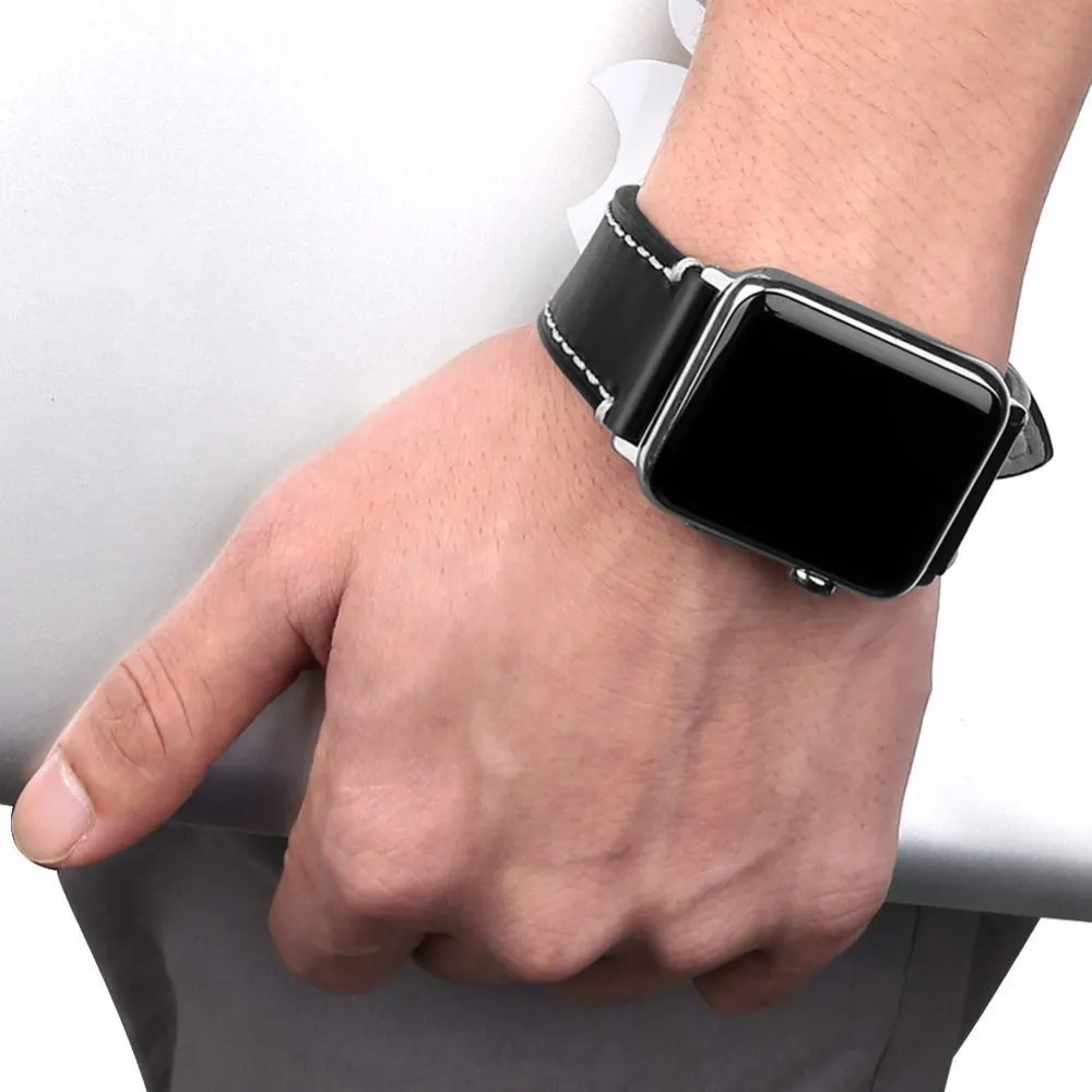 Ремешок для часов кожаный ремешок для наручных часов apple watch, ремешок 42 мм/38 мм браслет ремешок на запястье для наручных часов iwatch серии 3/2/1 44 мм чёрный; коричневый