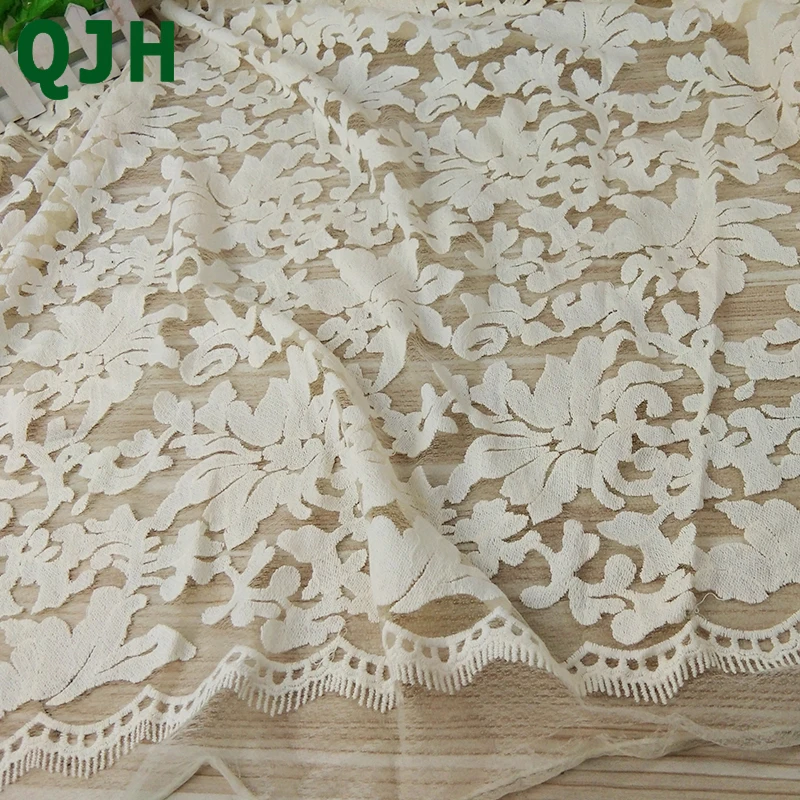 

Classic Flower Pattern White Cotton Thread Embroidered Printing African Tulle Lace Fabric Organza Guipure For Dress Accessories
